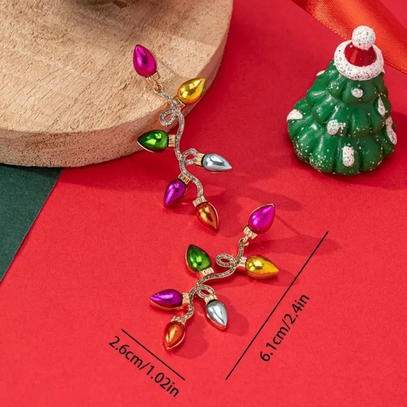 Beautiful Christmas String Lights Earrings! Long Dangling Metallic Lights! New! - Picture 11 of 12